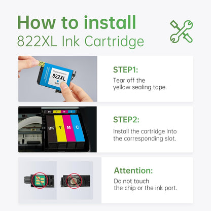 LEMERO 822XL Ink Cartridges Remanufactured for Epson 822XL Ink Cartridges Combo Pack 822 822XL for Workforce Pro WF-3820 WF-3823 WF-4820 WF-4830 WF-4833 Printer (3 Black 1 Cyan 1 Magenta 1 Yellow)