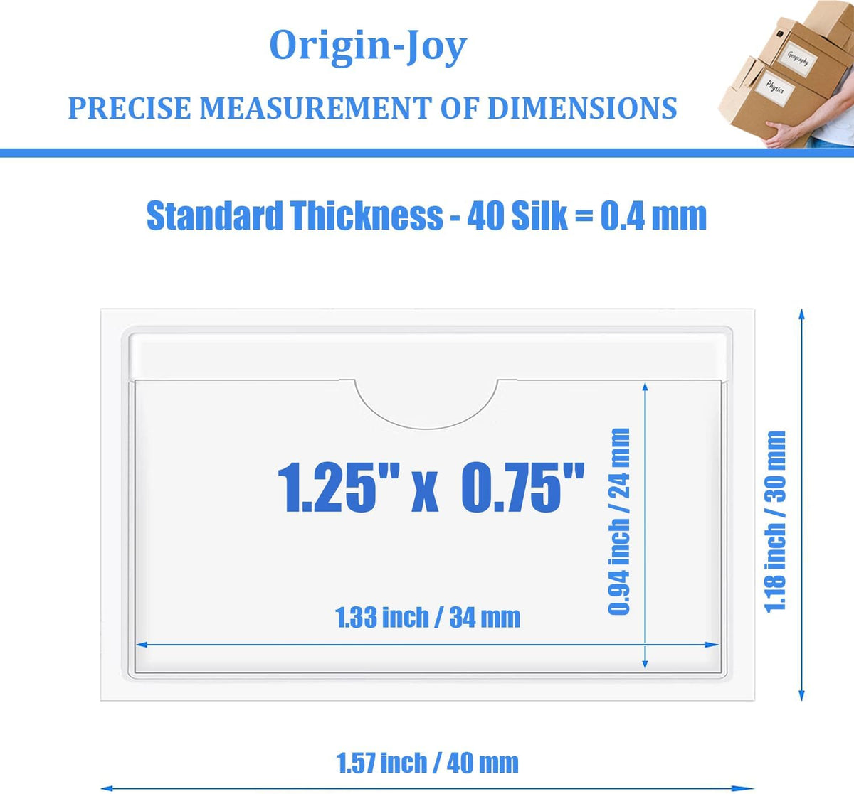 Origin-Joy 25 PCS Self-Adhesive Index Label Pockets, Clear Plastic Peel & Stick Card Holders with Top Open for Loading (1.25 x 0.75 inch)