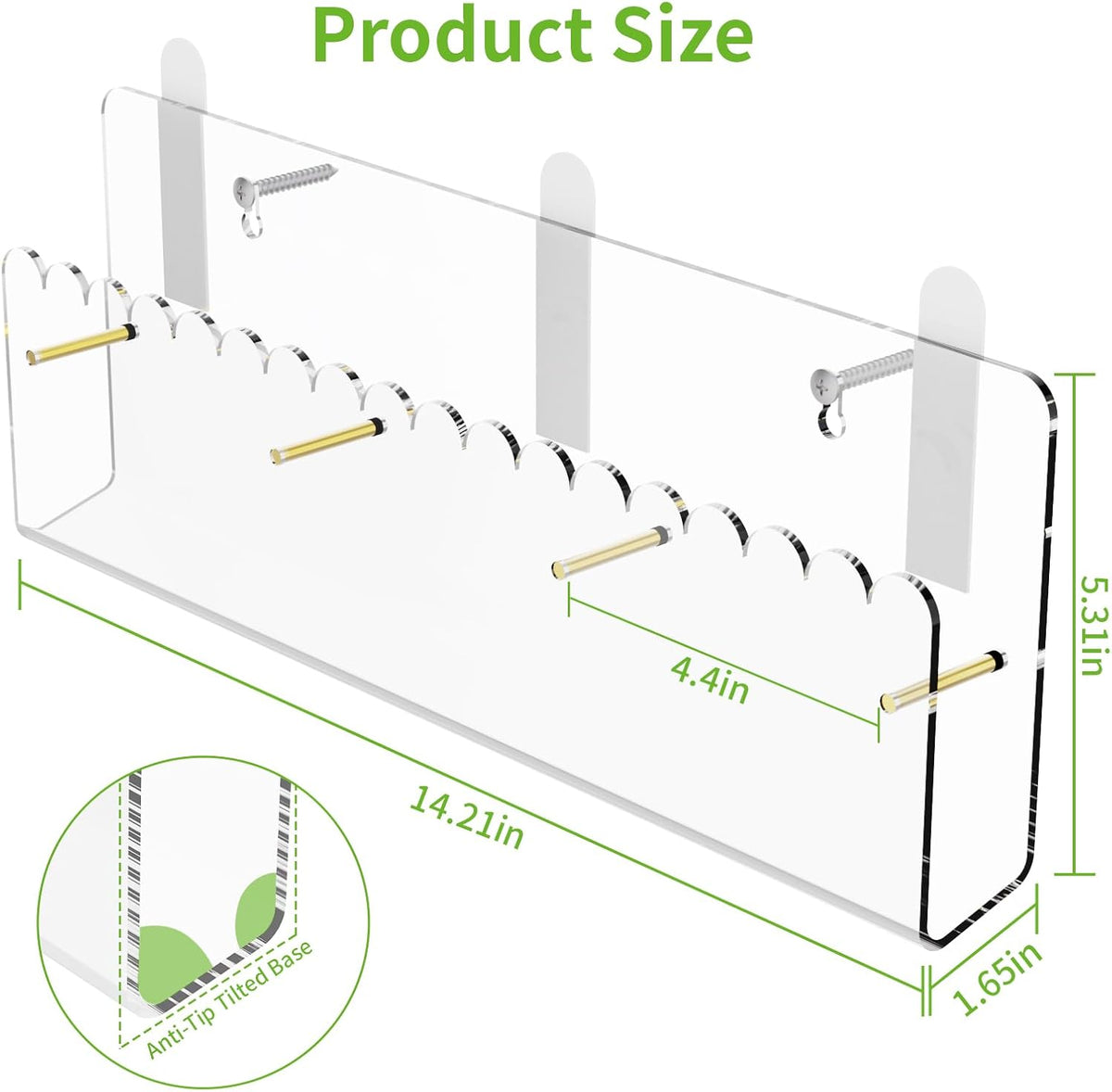 Brochure Holder Wall Mount, 2 Pack Acrylic Modular Flyer with Adjustable Magnetic Golden Bolt, Wavy Lace Pamphlet Display Stand for Organizer Trifold Flyer, Document, Leaflet, 3 Slots