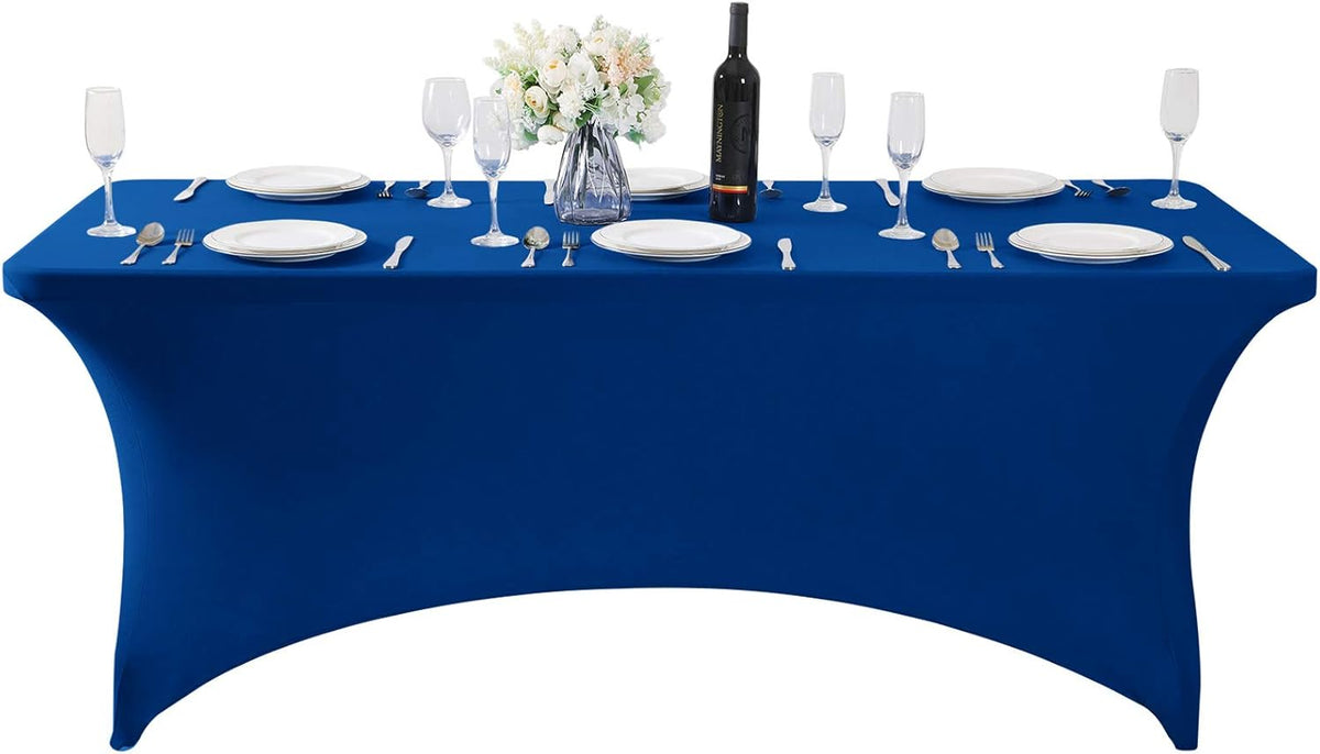 Spandex Table Cover for 6Ft or 4fT or 8ft Table Universal Fitted Stretch Tablecloth for Party, Banquet, Wedding and Events-Royal Blue
