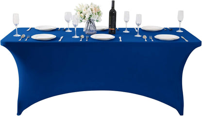 Spandex Table Cover for 6Ft or 4fT or 8ft Table Universal Fitted Stretch Tablecloth for Party, Banquet, Wedding and Events-Royal Blue