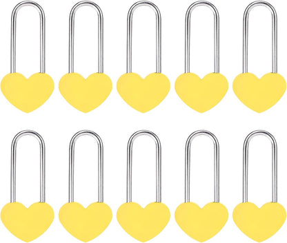 10PC 3.5" 50mm Love Lock Heart Padlock,Yellow Single Heart Wish Lock for Lovers Wedding,Valentines,Anniversary,Travel, Valentines Day, Bridge(NO Key)
