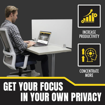 OBEX Frosted Acrylic Desk Mounted Privacy Panel, 18" x 36", Frosted