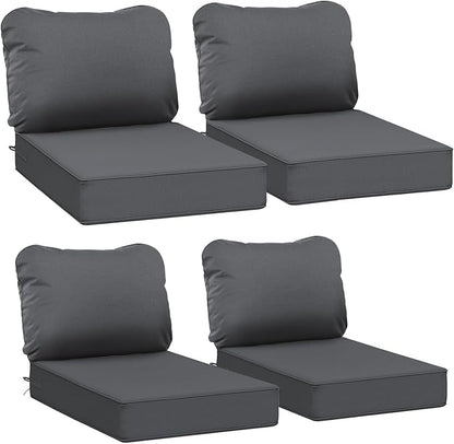 AAAAAcessories Outdoor Deep Seat Cushions, Waterproof, Fade-Resistant Replacement Cushions for Patio Furniture, 25.5" x 25.5" x 5" + 25.5" x 19", Set of 4, Shadow Gray