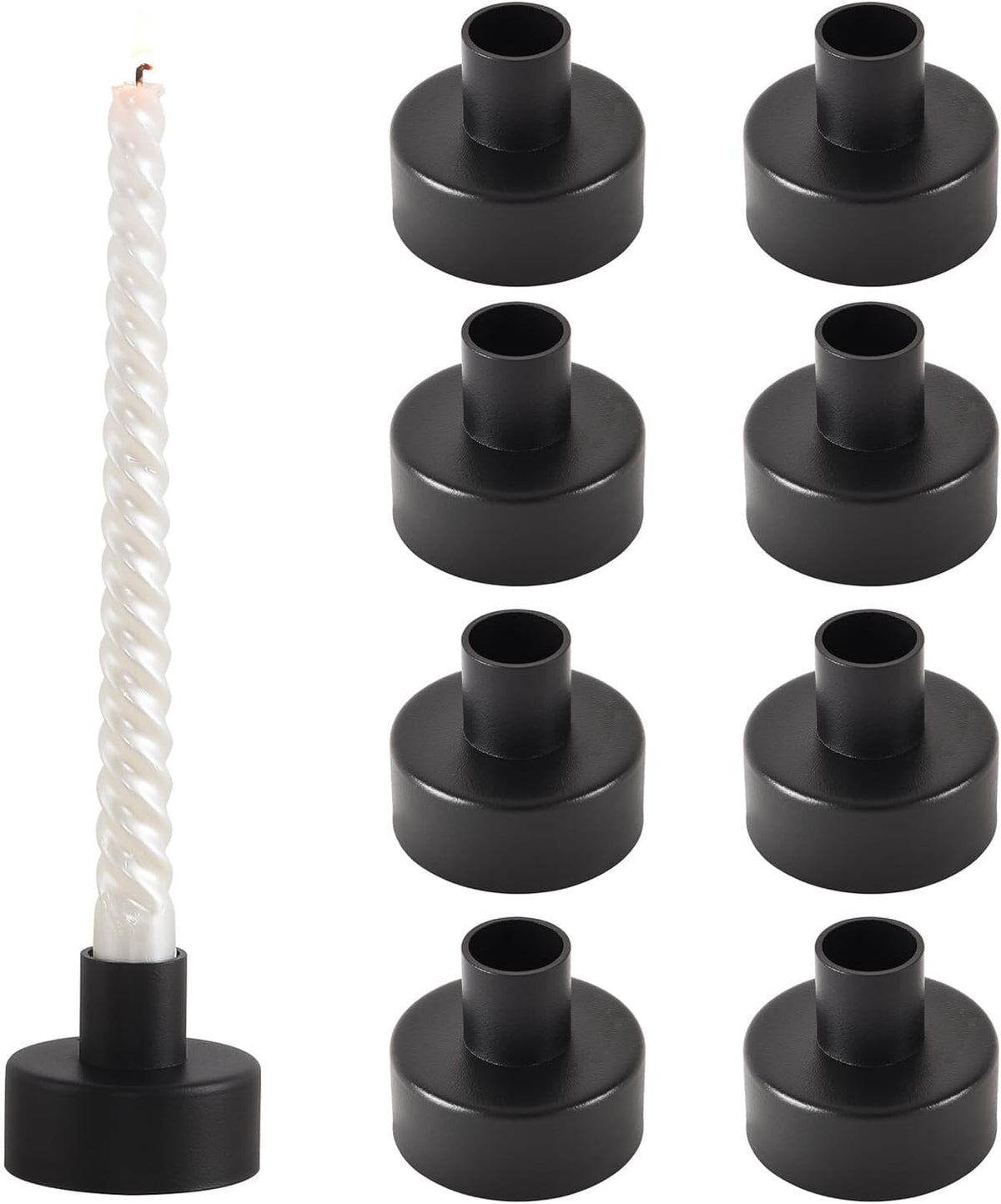 Black Candlestick Holders Set of 8,Vintage Taper Metal Candle Holders for Candle Sticks Holder Decor,Candelabra Candle Holder for Halloween Decoration Wedding Christmas Fireplace Mantel Home Decor