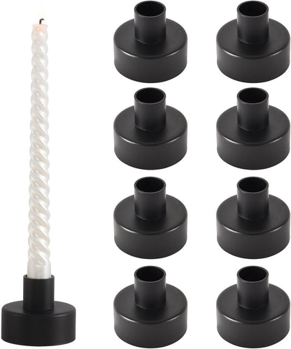 Black Candlestick Holders Set of 8,Vintage Taper Metal Candle Holders for Candle Sticks Holder Decor,Candelabra Candle Holder for Halloween Decoration Wedding Christmas Fireplace Mantel Home Decor