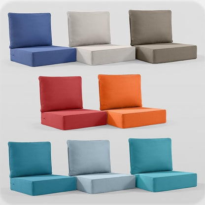 6" Thick Outdoor Cushion, 24*24*6" Patio Furniture Cushions with Waterproof Patio Furniture Cushions with Removable Cover, 28D High Density Patio Cushion for Outdoor Furniture, Gray-4pcs