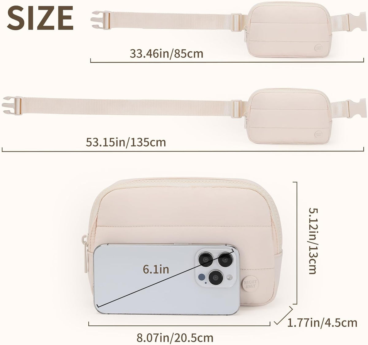 Fanny Packs for Women，Waterproof Belt Bag Bum Bags for Crossbody，Fashion Waist Packs with Adjustable Strap for Traveling, Hiking, Running（Beige）