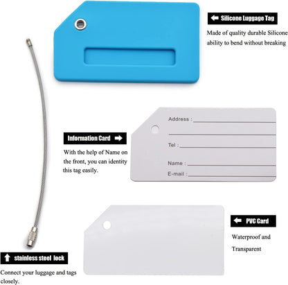 7 Pack Silicone Luggage Tag for Suitcases with Name ID Card, TSA Approved, Privacy Protection Travel Suitcase Tags (Multicolor)