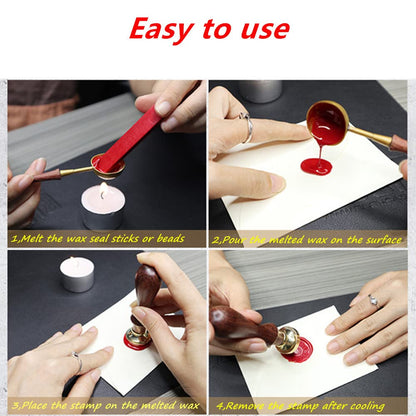 Wax Seal Stamp kit, ANBOSE Animal Wax Seal Stamp Set with 6 PCS Removable Brass Heads and 1 Wooden Handle, Retro Cat Owl Boat Rose Sealing Wax Stamp for Cards Invitations