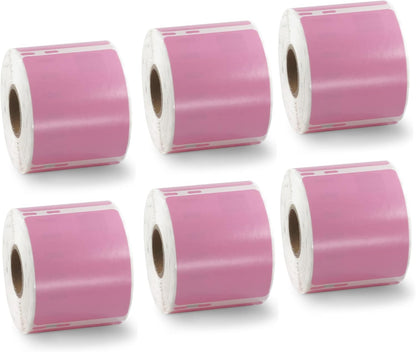 BETCKEY Colored Labels Compatible with Dymo 30324 (2-1/8" x 2-3/4") Large Multipurpose Labels, Compatible for Dymo LabelWriter Thermal 450, 4XL & Zebra Desktop Printers [6 Rolls, Pink]