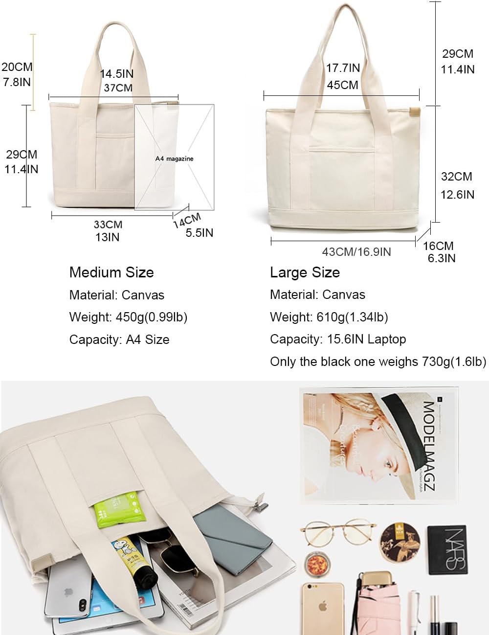 zhongningyifeng Canvas Women Tote Bag Casual Top Handle Satchel Large Capacity Handbags Shopping Bag for Work Travel