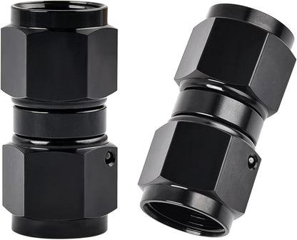 EVIL ENERGY 8AN Female to 8AN Female Straight Swivel Coupler Union Fitting Adapter Aluminum Black 2PCS