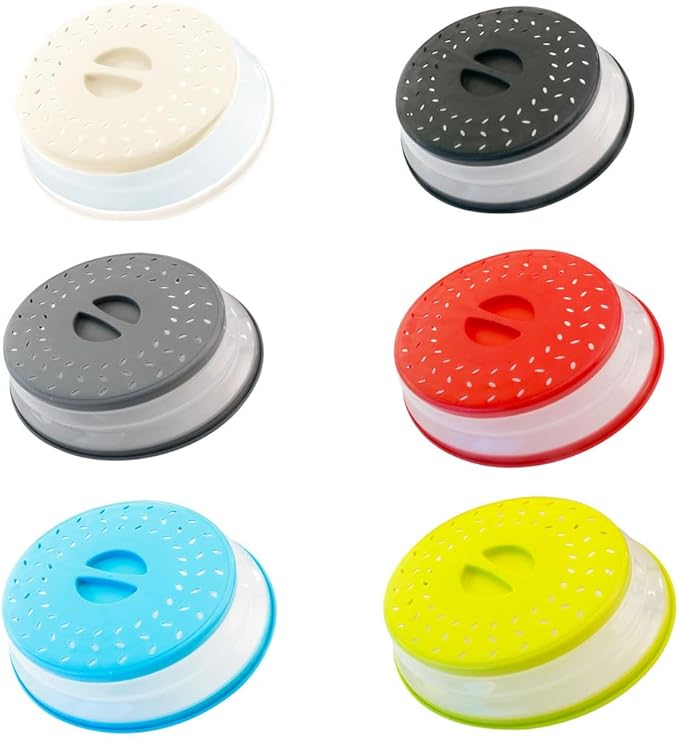 Collapsible Microwave Splatter Cover, 10.5 Inch, Dishwasher-safe, Microwave Plate Cover With Steam Vent，BPA-Free Silicone & Plastic (Cream yellow)