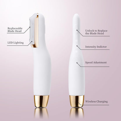 Sonic Dermaplane Razor for Women Face, Dermaplaning Tool for Face, Facial Hair Removal for Women, Sonic Edge Technology, Peach Fuzz with 16 Replaceable Blades(White)