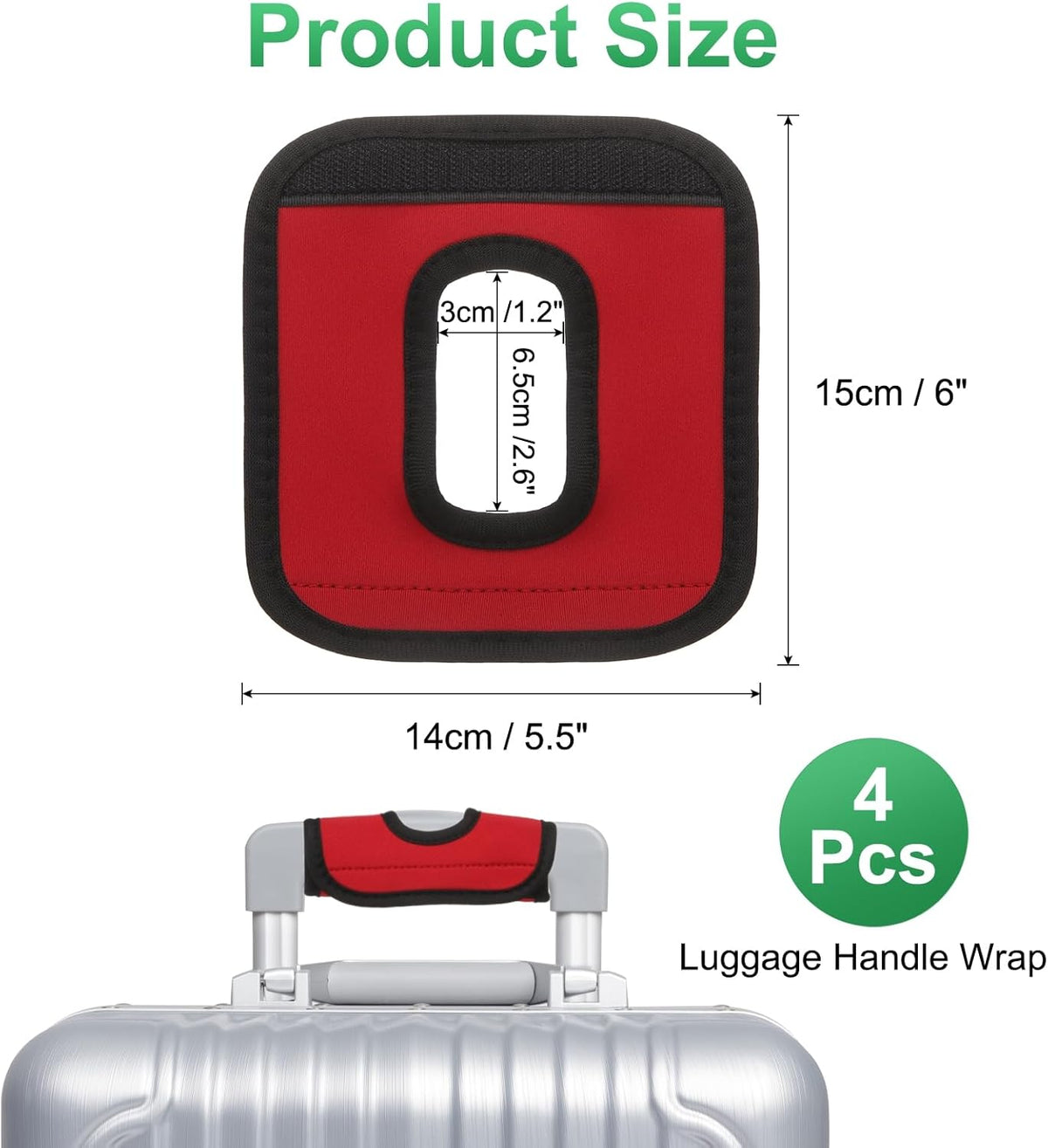 uxcell Luggage Handle Wrap, 4 Pcs Hollow Neoprene Handbag Grip Cover Protector Luggage Identifiers Suitcase Handle Wraps for Luggage Suitcase Travel Bags, Red