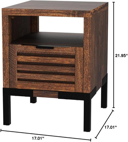 Bme Millie Solid Acacia Wood Rustic Nightstand