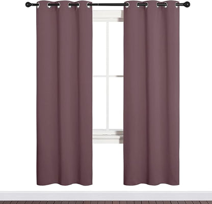 NICETOWN Bedroom Curtain Panels Blackout Draperies, Dry Rose, 1 Pair, 34 by 72-inch, Thermal Insulated Solid Grommet Blackout Curtains/Drapes