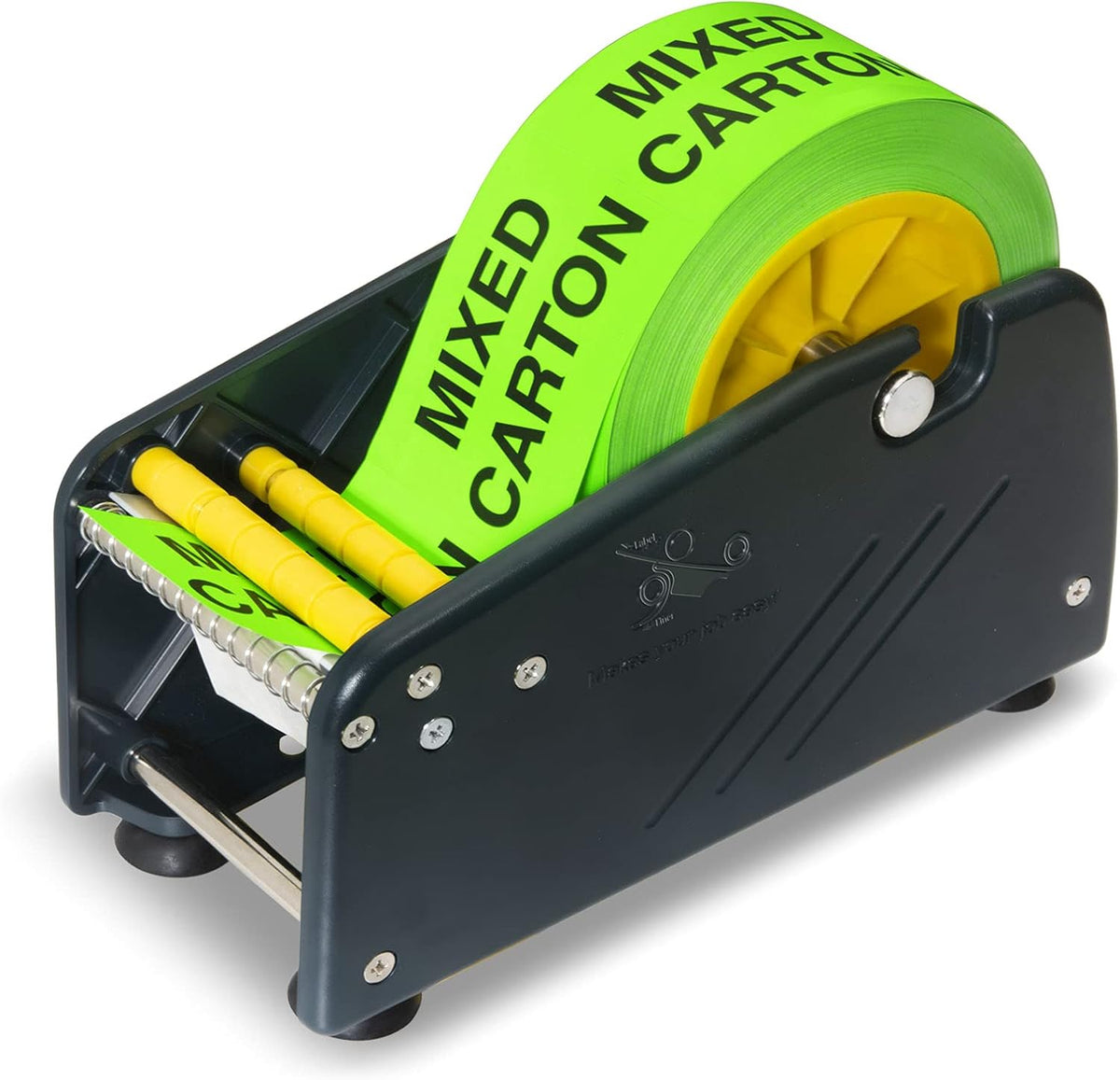 Excell LD-319 Economy Lightweight Table Label Dispenser (3" Wide/ 77mm): Fits 3" Labels, Easy to Peel Off, and Secure with 4 Suction Cups. Durable Plastic, Adjustable for Different Rolls. (3 Inch)