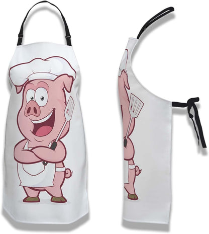 Kitchen Apron for Men Pig Chef Women Aprons for Cooking Restaurant BBQ Painting Crafting Gardening 27” (W) x 31” (H), Waterproof Apron