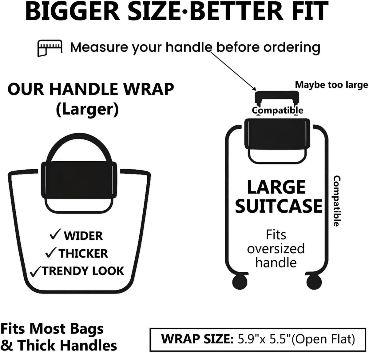 Luggage Handle Wraps 3Pcs – Neoprene Bag Handle Wrap for Bogg, Luggage Identifiers for Suitcases Easy Identification, Stylish & Comfy Suitcase Handle Replacement Travel Accessories for Airport Y08
