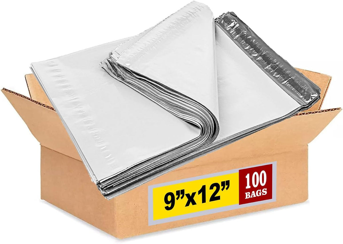 iMBAPrice 100 - 9x12 Premium Matte Finish Self-Sealing Non-Padded White Poly Mailers/Mailing Envelopes/Bags (iMBA-3PM-100)