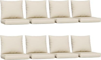 UDPATIO Outdoor Cushions for Patio Furniture, 4'' Replacement Cushions for Outdoor Furniture, Set of 8 Water-Resistant Outdoor Sectional Cushions for Sofa Couch Chair (Cream)