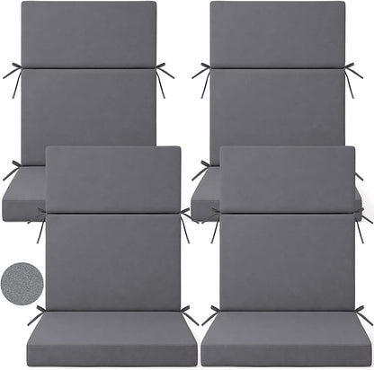 4 Pack Outdoor High Back Chair Cushion, 44 x 20 inches Patio Chair Cushions Waterproof Rocking Cushions Indoor Furniture Seat Pad, Weather Resistant (Solid,Dark Grey)