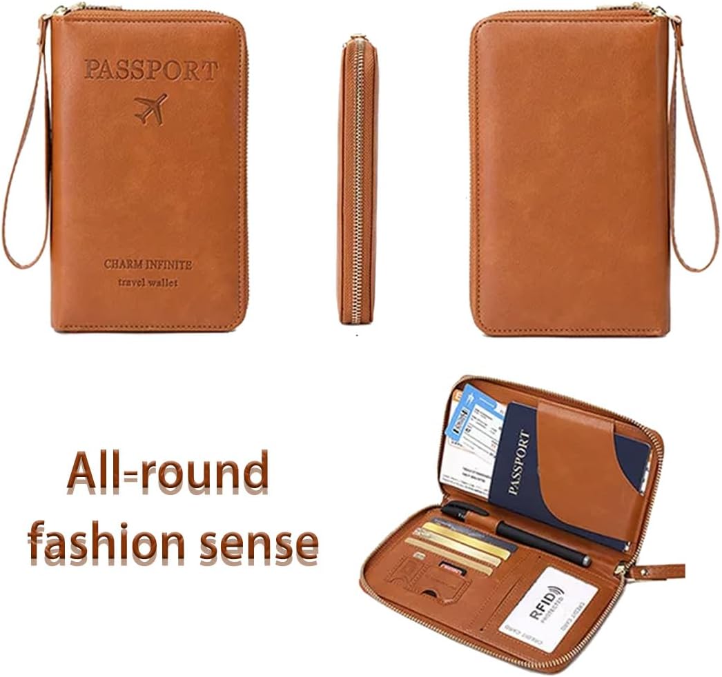 Similarbe Multifunctional RFID Passport Wallet, RFID Blocking Travel Document Organizer Clutch Bag, Anti-theft Wallet (Peacock Blue)