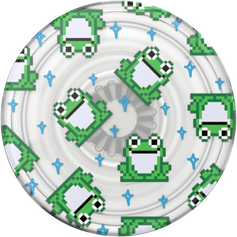 PopSockets Plant- Based Phone Grip with Expanding Kickstand, Adhesive Grip, Eco- Friendly - Translucent 8 Bit Frogs