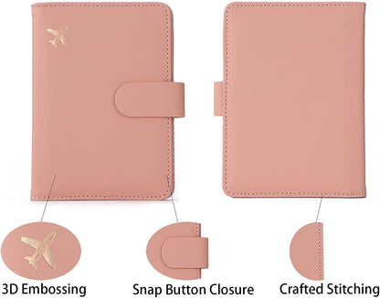 Melsbrinna Premium Leather Passport Holder Covers Case, Waterproof Rfid Blocking Travel Wallet Passport Holder with Pen Holder, Cute Passport Book for Women/Men