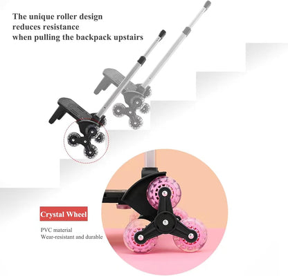 Backpack Trolley Wheeled Cart- Foldable Aluminium Alloy Hand Truck with 3 Wheels and Luggage Strap for Backpacks and Travel Luggage,Backpack Cart with Edge Guard Base,Rolling Backpack Dolly