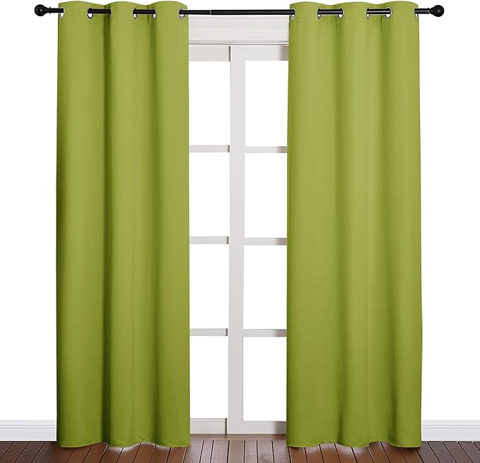 NICETOWN Window Treatment Thermal Insulated Solid Grommet Blackout Curtains/Drapes for Bedroom (2-Pack, 42 by 84 Long, Fresh Green)