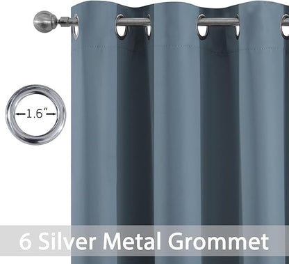 Yakamok 72 Inch Length Blackout Curtains for Bedroom, Room Darkening Thermal Insulated Solid Grommet Panels for Living Room(42Wx72L, Stone Blue, 2 Panels)