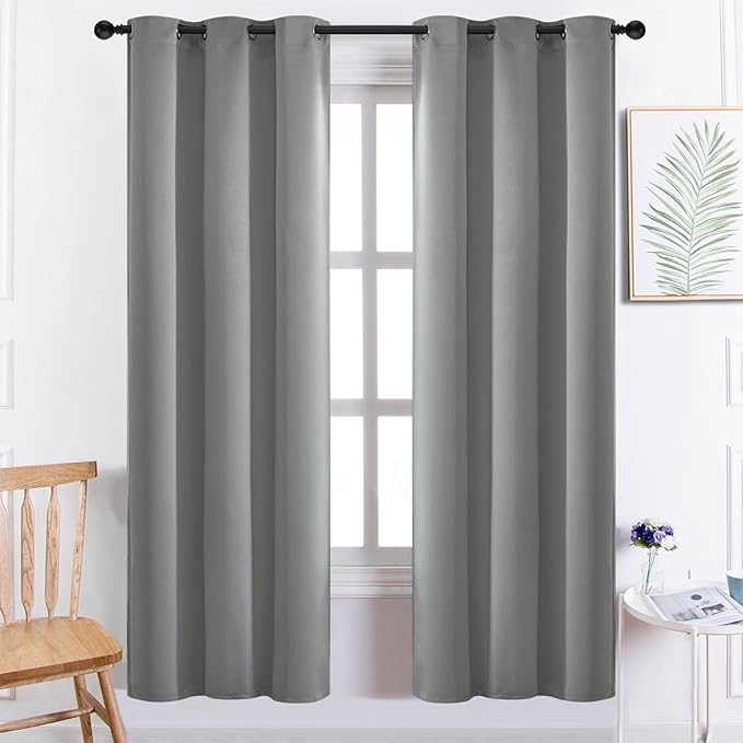 Yakamok Dove Grey Room Darking 72 Inch Length 2 Panel Sets for Livingroom Dining Room Darkening Thermal Insulated Bay Window Hotel Modern Elegant Black Out Sunblock Curtins/Bedroom,38 x 72 Inches