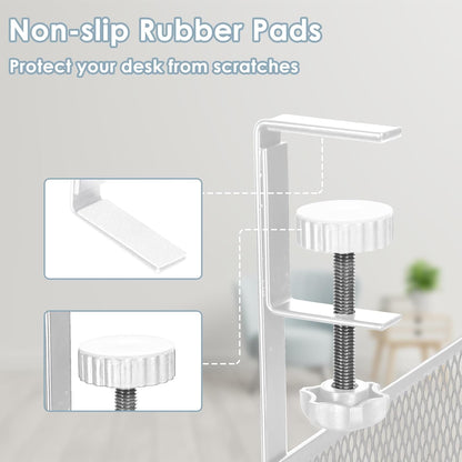 Under Desk Cable Management Tray, Cable Management Under Desk No Drill, Wire Management Tray with Clamp, Cord Organizer for Home Office, White