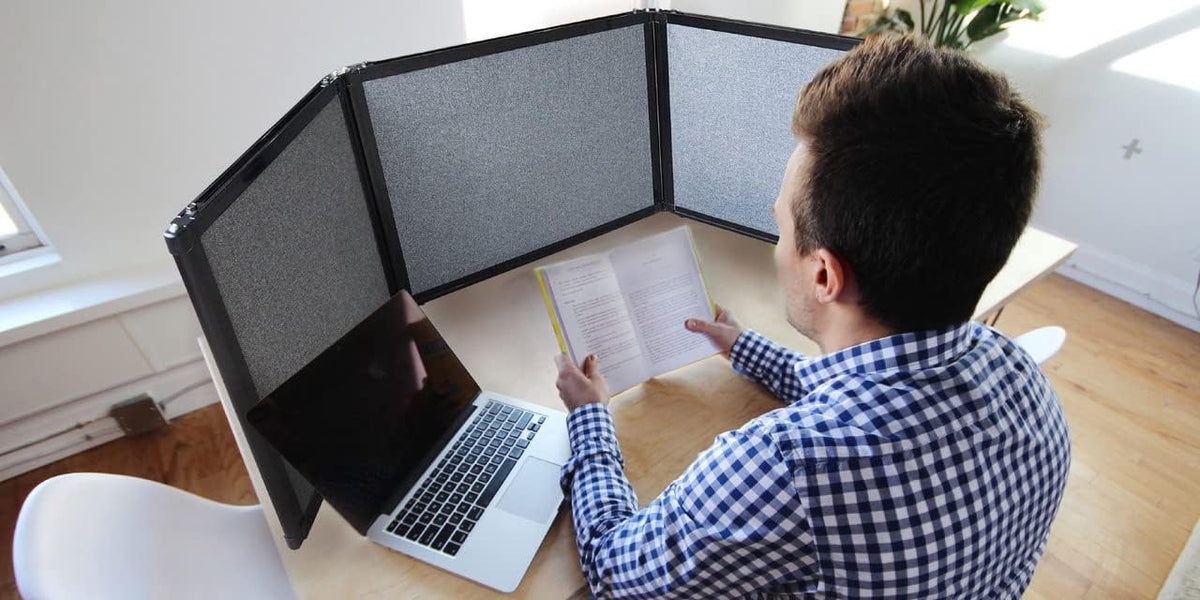 Versare Folding Tabletop Display | 3-Panel Partition | Lightweight Portable Workspace Divider | Latte 78" x 24"