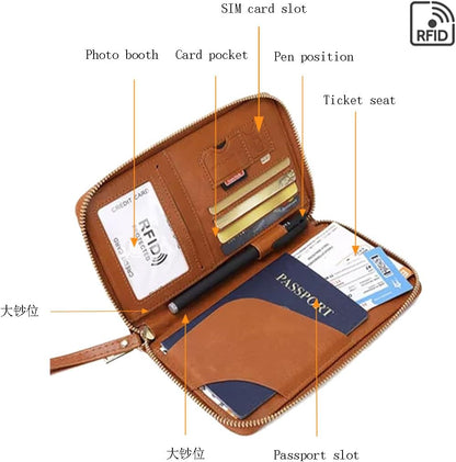 Similarbe Multifunctional RFID Passport Wallet, RFID Blocking Travel Document Organizer Clutch Bag, Anti-theft Wallet (Black)