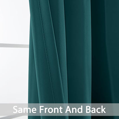 Yakamok Blackout Curtains for Bedroom 2 Panels Set 72 Inch Length Thermal Insulated Room Darkening Dark Black Out Drapery Grommet Window Treatments Drapes for Living Room,52x96, Dark Teal