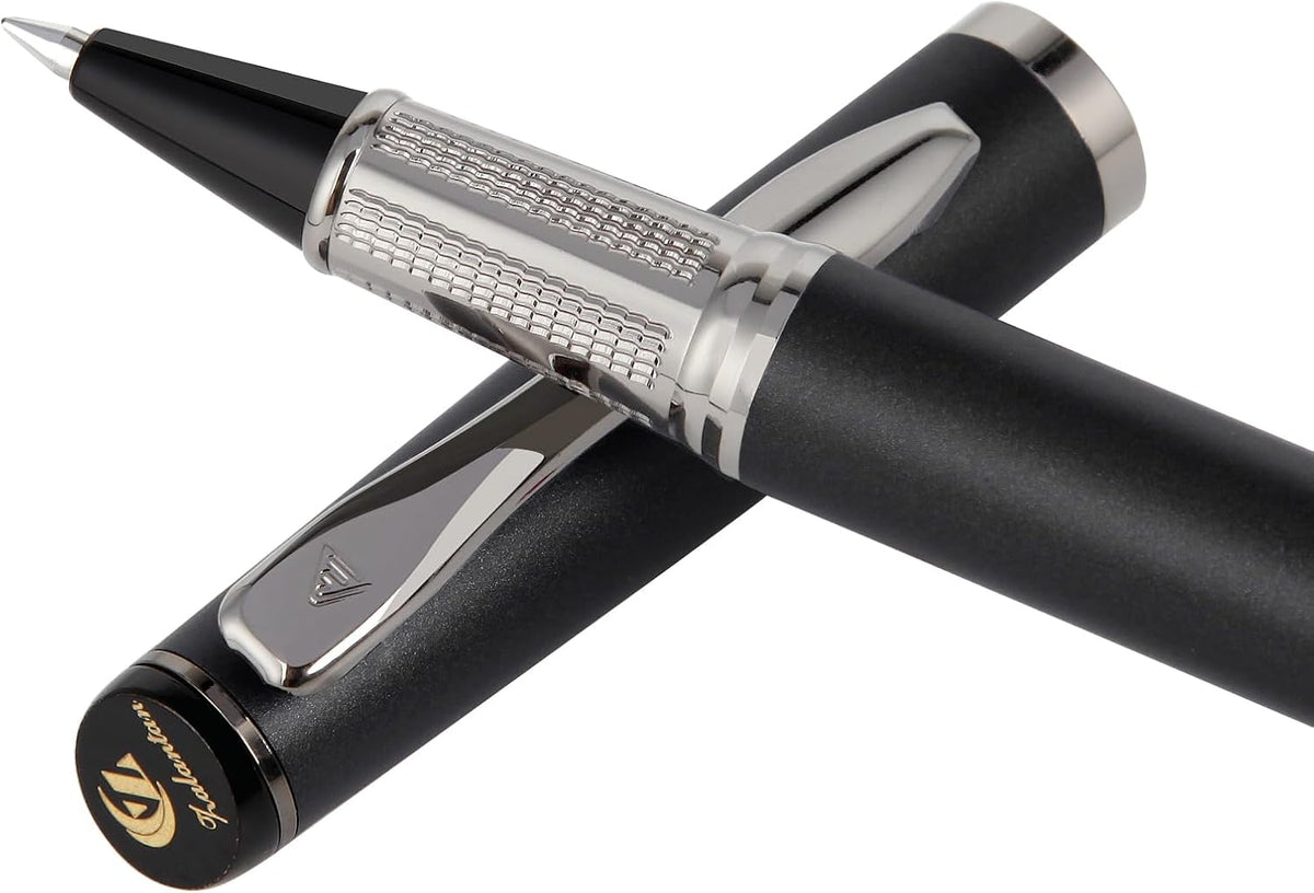 Liquid Ink Rollerball Pen,Luxury pen,Nice pen Metal pen Smooth writing stylish design effortless writing,fancy pens with gift case for Men & Women with 2 Refills-Inky black