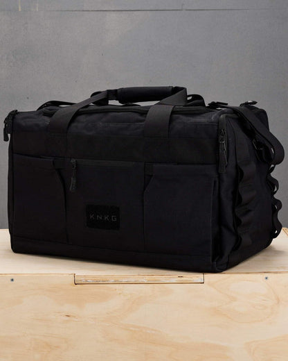 KNKG CORE Duffel Large 51L – Gym Bag with Lifting Belt Storage – Durable 500D Nylon, YKK Zippers – Black