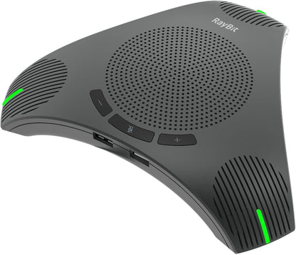 USB Speakerphone with Dual Hub - Conference Room Omnidirectional Microphone and Speaker, Computer Speakers with Microphone for Home Office, 360° Voice Pickup & Noise Reduction Mics for 8-10 People