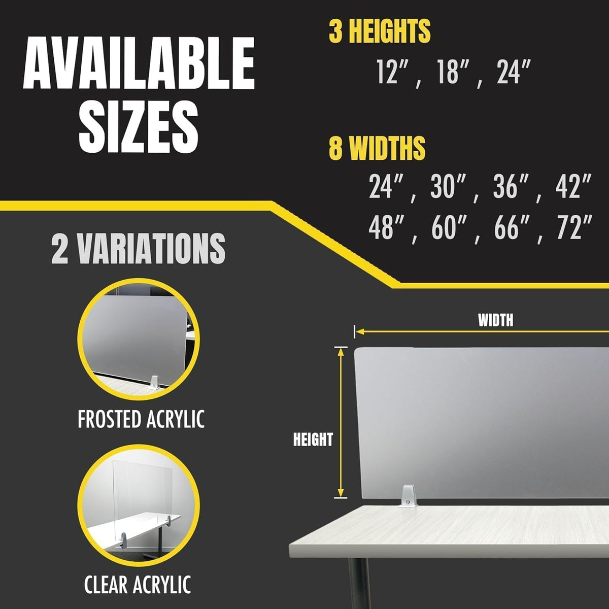 OBEX Clear Acrylic Desk Mounted Privacy Panel, 18" x 30", Clear