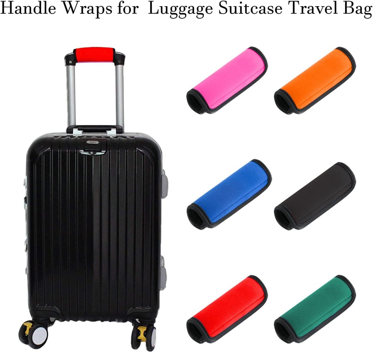 2 Pack Luggage Handle Wraps for Suitcase, Bright Color Comfort Soft Handle Covers (Red)