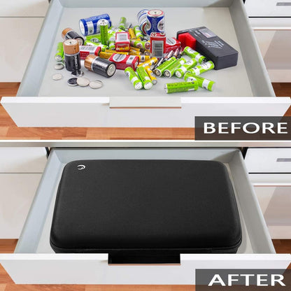 Comecase Hard Battery Organizer Storage Box Carrying Case Bag - Holds 32 x AA, 20 x AAA, Total 52 Batteries [Tester Not Included]
