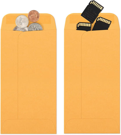 ValBox 3.5x6.5 Money Envelopes, Brown Kraft #7 Coin Envelopes, Small Parts Envelope with Gummed Flap for Seed, Cash, Budgeting (Pack of 100)