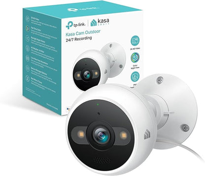 Kasa 2K+ Outdoor Wired Security Camera - Person/Motion Detection, 24/7 Recording, 2-Way Audio, Siren, Starlight Color Night Vision, Subscription-Free Local Storage or Optional Cloud, KC420WS
