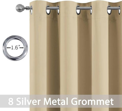 Yakamok Wide Thermal Blackout Patio Door Curtain Panel,Beige Grommet Sliding Door Insulated Curtains, Extra Wide Curtains for Sliding Glass Door,Beige, W52 x L84, 1 Panel