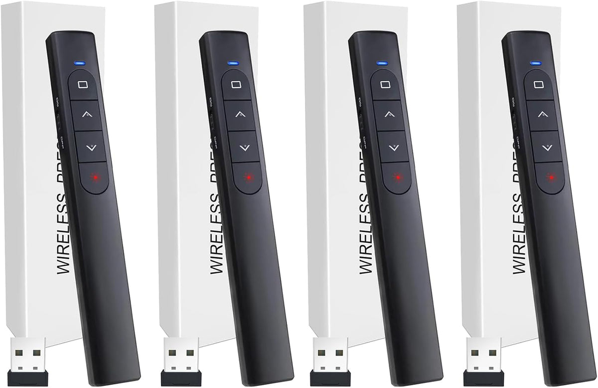 （4 Units） Wireless Presenter Remote, Presentation Clicker with Hyperlink & Volume Remote Control PowerPoint Office Presentation Clicker for Keynote/PPT/Mac/PC/Laptop