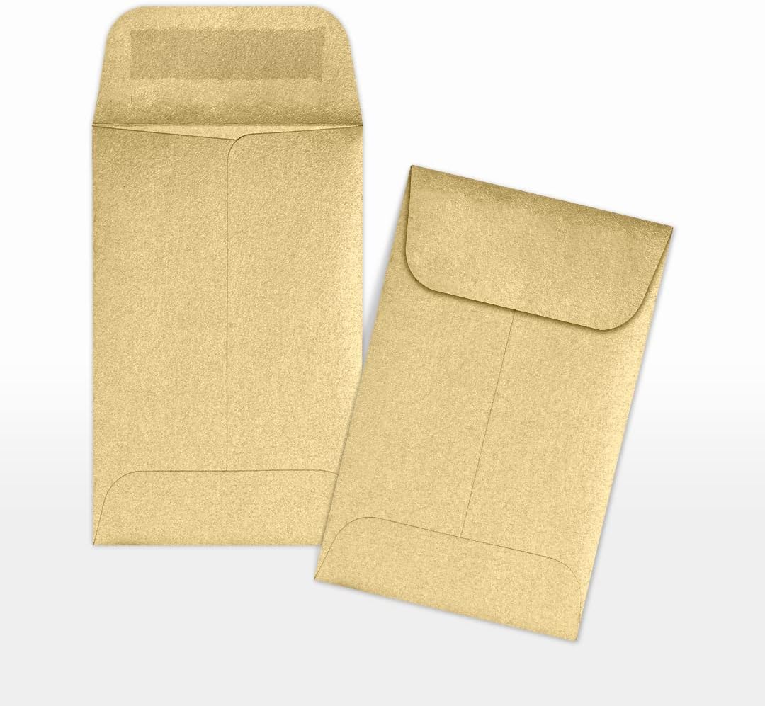 LUXPaper #1 Coin Envelopes | 2 1/4" x 3 1/2" | Blonde Metallic | 80lb. Text | 50 Qty